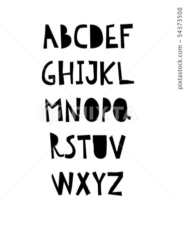 Hand cut calligraphy lettering alphabet. Hand cut calligraphy lettering alphabet. 54373508