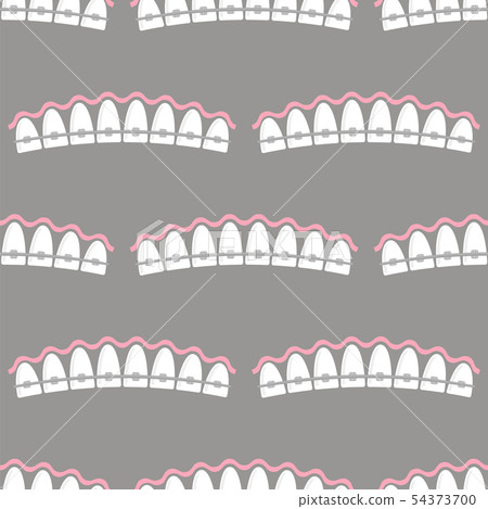 Medical Braces Teeth. Dental Care Seamless Background. Orthodontic Treatment. 54373700