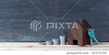 House placed on coins is planning savings money of House placed on coins is planning savings money of 54374148