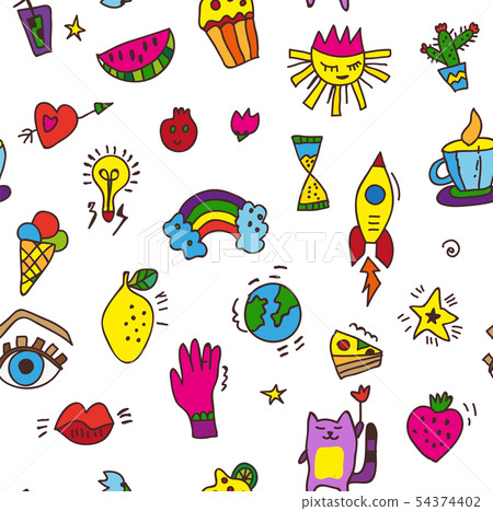 Doodle funny seamless pattern Doodle funny seamless pattern 54374402