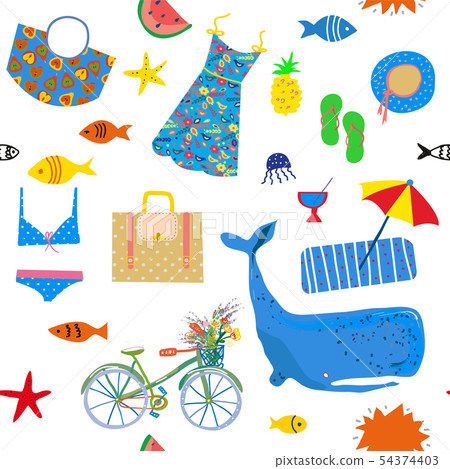 Summer and sea seamless pattern Summer and sea seamless pattern 54374403