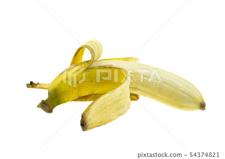 Beautiful peeled ripe banana isolated on white bac Beautiful peeled ripe banana isolated on white bac 54374821