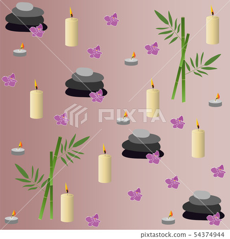 Spa pattern with young bamboo and zen stones Spa pattern with young bamboo and zen stones 54374944