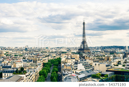 Paris Eiffel Tower seen from the Arc de Triomphe 54375193
