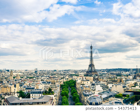 從凱旋門看見的巴黎艾菲爾鐵塔 54375413