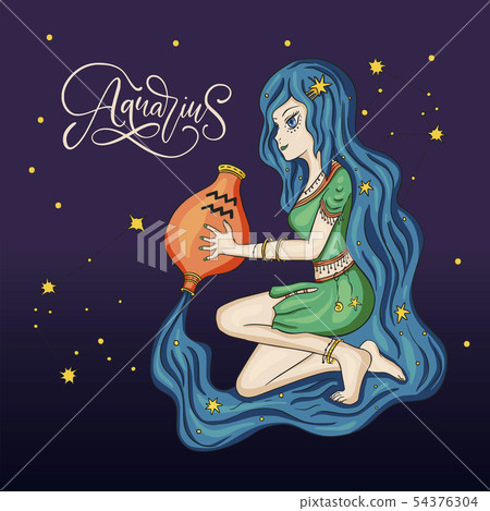 Zodiac Girl Vector Sign. Zodiac Girl Vector Sign. 54376304