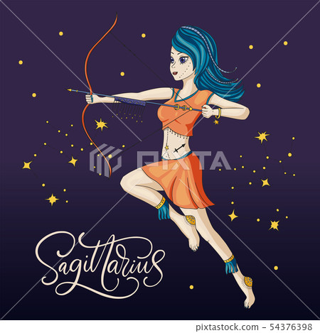 Zodiac Girl Vector Sign. 54376398