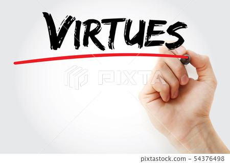 Virtues text with marker Virtues text with marker 54376498