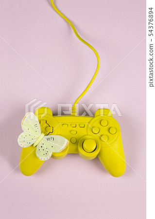 play in yellow and pink with butterfly play in yellow and pink with butterfly 54376894