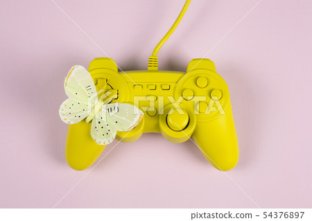 play in yellow and pink with butterfly play in yellow and pink with butterfly 54376897