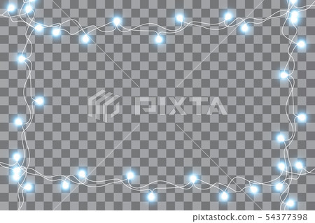 Set of blue garlands, festive decorations. Glowing christmas lights isolated on transparent Set of blue garlands, festive decorations. Glowing christmas lights isolated on transparent 54377398
