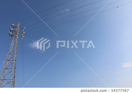 Steel tower and blue sky 54377567