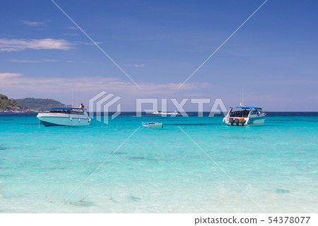 Beautiful sea landscape and high-speed boat 54378077