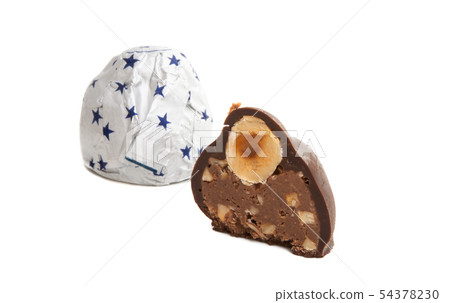 chocolate candy with nuts isolated 54378230