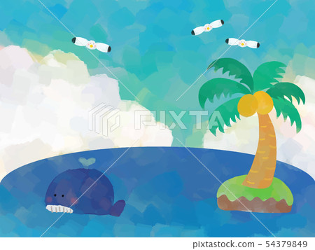 海,海龜,鯨魚和棕櫚樹 海,海龜,鯨魚和棕櫚樹 54379849