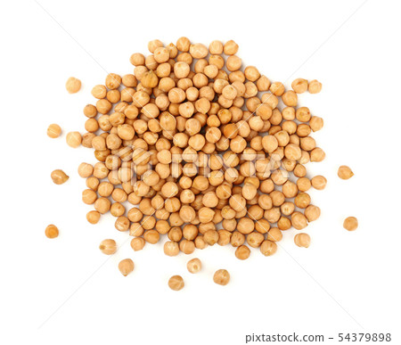 Close up heap of chickpea beans isolated on white Close up heap of chickpea beans isolated on white 54379898