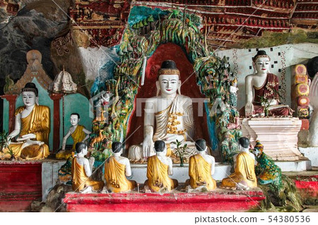 Buddha Statues inside of Kaw Ka Thaung Cave in Buddha Statues inside of Kaw Ka Thaung Cave in 54380536