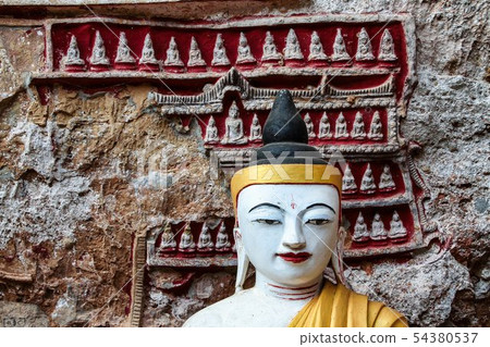 Buddha Statues inside of Kaw Ka Thaung Cave in 54380537