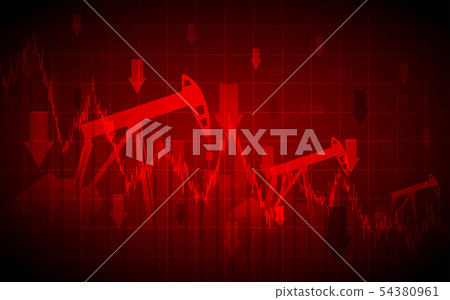 Oil pumps and down arrows in stock market Oil pumps and down arrows in stock market 54380961
