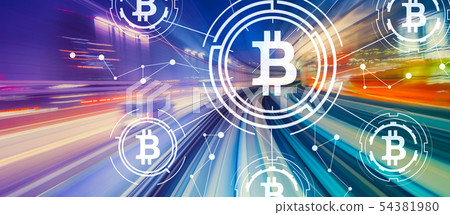 Bitcoin theme with high speed motion blur 54381980