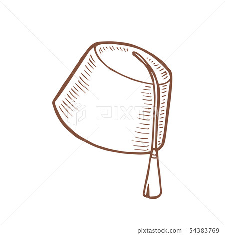Isolated Fez Hat in Hand Drawn Style 54383769