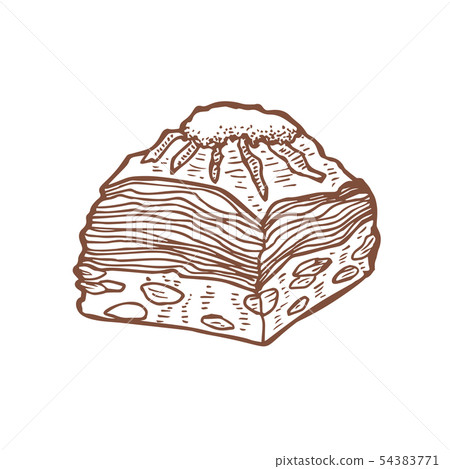 Isolated Baklava in Hand Drawn Style 54383771