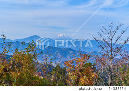 從東京八王子市秋天的高尾山頂看西南側的景色（向富士山） 54388854