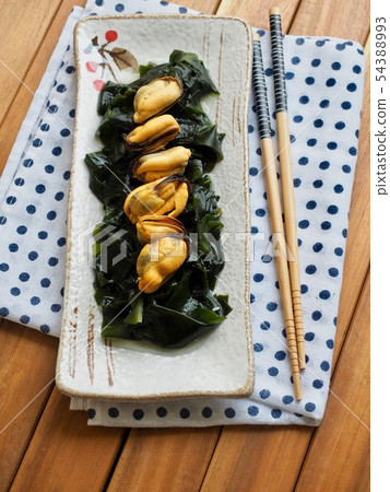 亞洲食物淡菜和海草 54388993