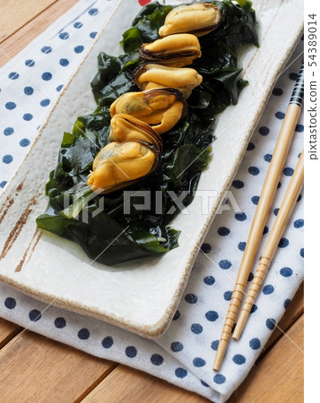亞洲食物淡菜和海草 亞洲食物淡菜和海草 54389014