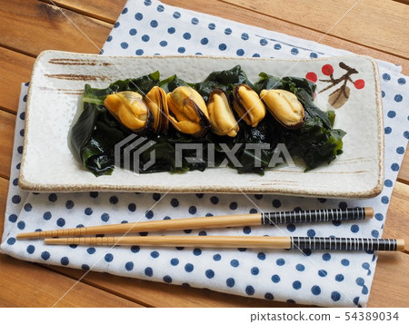 亞洲食物淡菜和海草 54389034