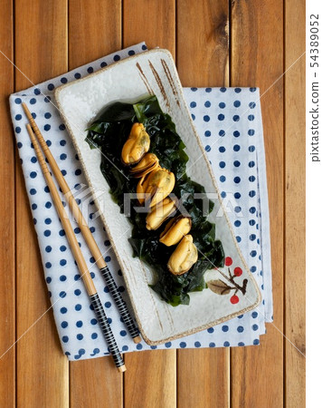 Asian food mussels and seaweed Asian food mussels and seaweed 54389052