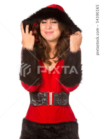 Beautiful young woman dressed with Christmas costume 54390165