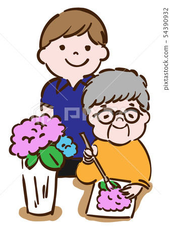 Care worker _ draw a picture - Stock Illustration [54390932] - PIXTA