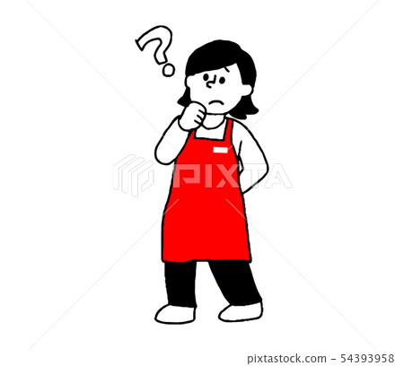 A female clerk who feels a question (simple) A female clerk who feels a question (simple) 54393958