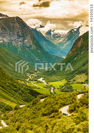 Mountains view from Gamle Strynefjellsvegen Norway Mountains view from Gamle Strynefjellsvegen Norway 54395018