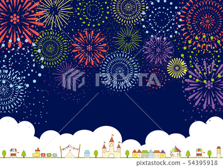 Hand drawn theme park fireworks 54395918