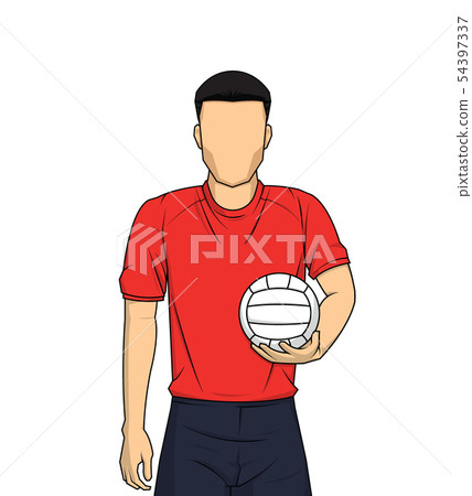 man holding volleyball on white background 54397337