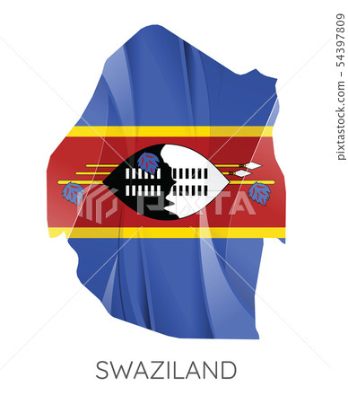 Map of Swaziland with national flag. Vector 54397809