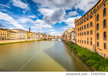 The Ponte Vecchio, famous medieval stone bridge. The Ponte Vecchio, famous medieval stone bridge. 54397920