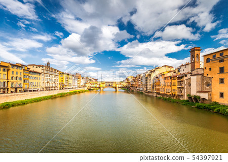 The Ponte Vecchio, famous medieval stone bridge. The Ponte Vecchio, famous medieval stone bridge. 54397921