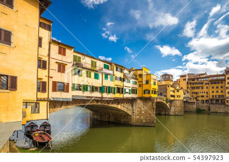 The Ponte Vecchio, medieval stone old bridge. The Ponte Vecchio, medieval stone old bridge. 54397923