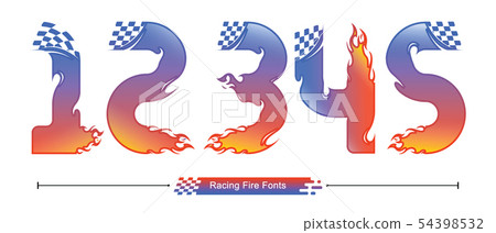 Alphabet Racing fire number style in a set 12345 54398532