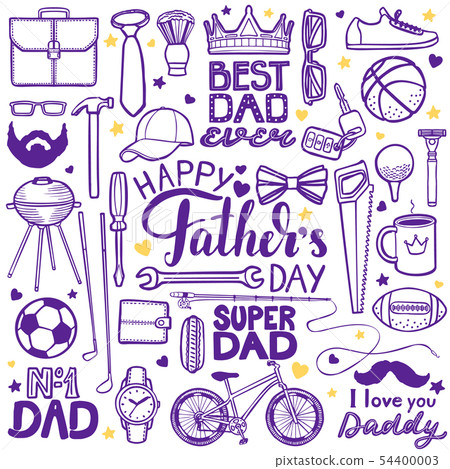 Fathers Day Set in Hand Drawn Style 54400003