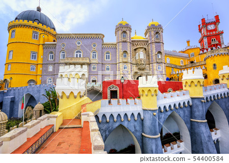 Colorful facade of Pena palace, Sintra, Portugal 54400584