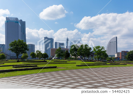 (神奈川縣 - 城市風景)從開放港口的山坡看到的港未來市 (神奈川縣 - 城市風景)從開放港口的山坡看到的港未來市 54402425