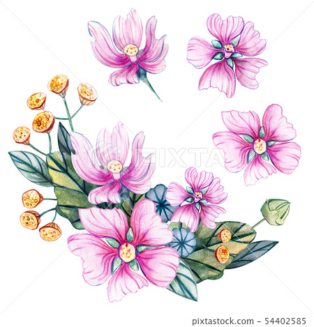 Hand-drawn bouquet of wildflowers. Hand-drawn bouquet of wildflowers. 54402585