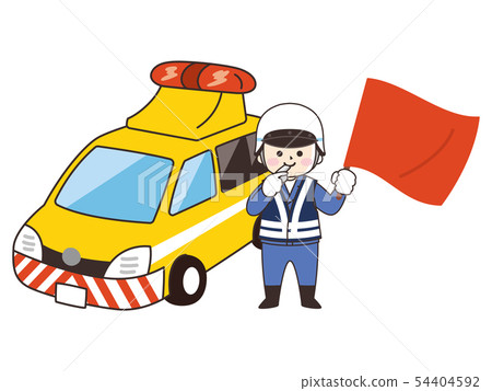 Road patrol car and traffic control men 54404592
