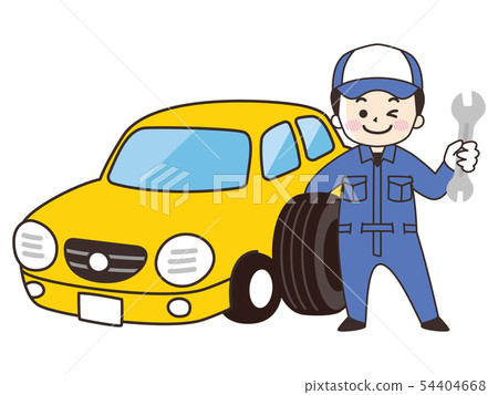 Auto mechanic man and car - Stock Illustration [54404668] - PIXTA