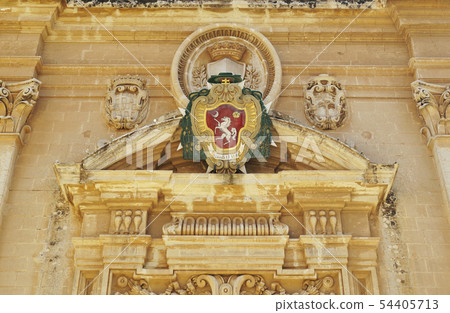 Details of the Saint Paul cathedral in Mdina. 54405713