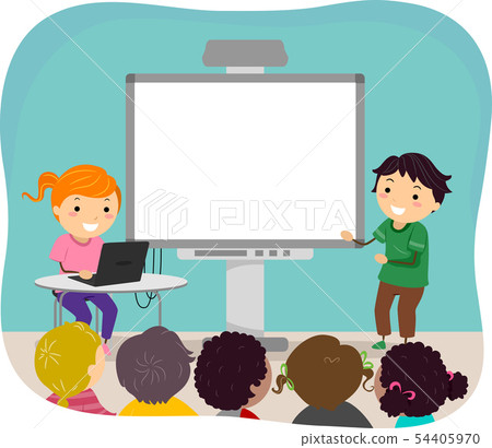 Stickman Kids Video Presentation Illustration - Stock Illustration ...